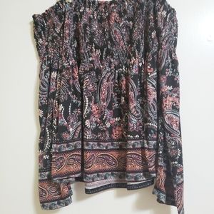 Xhilaration Off Shoulder Smocked Paisley Blouse